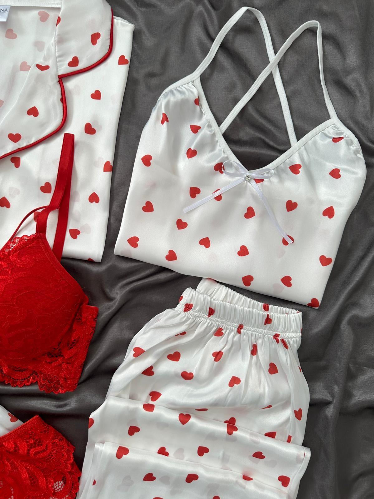 6Pcs Heart Printed Nightwear for Women