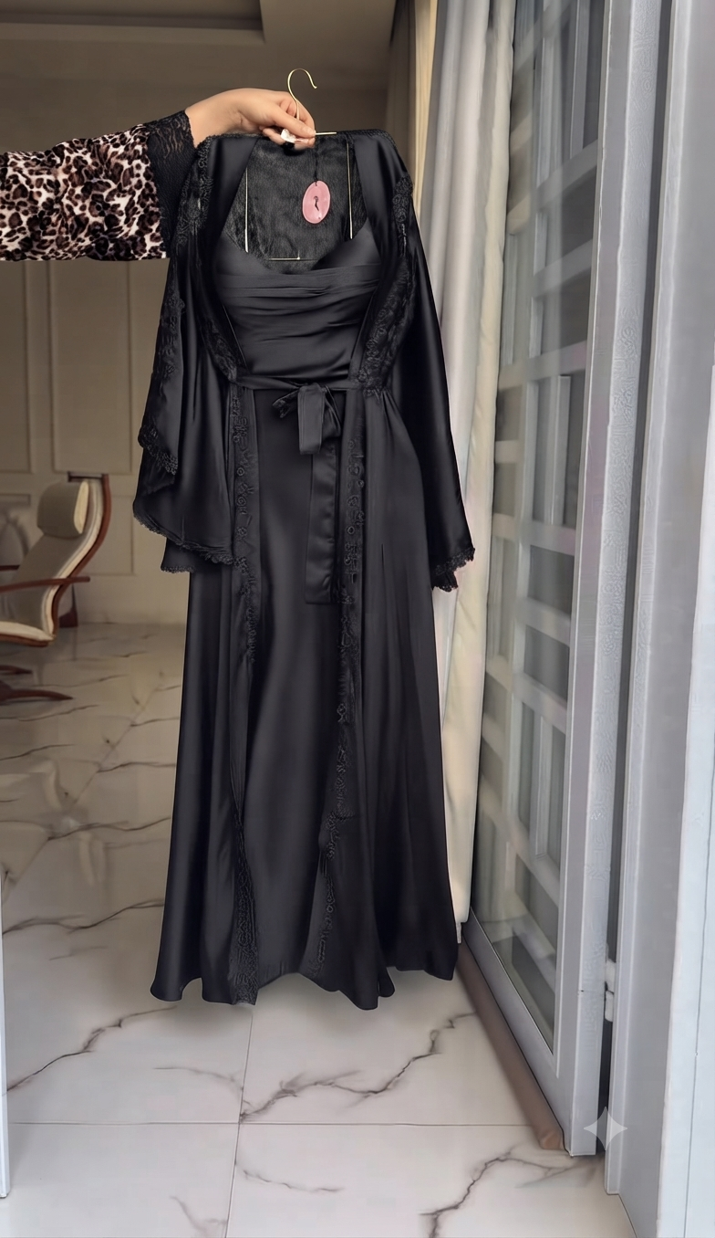 Elegance Silk Robe with Lace Detailing