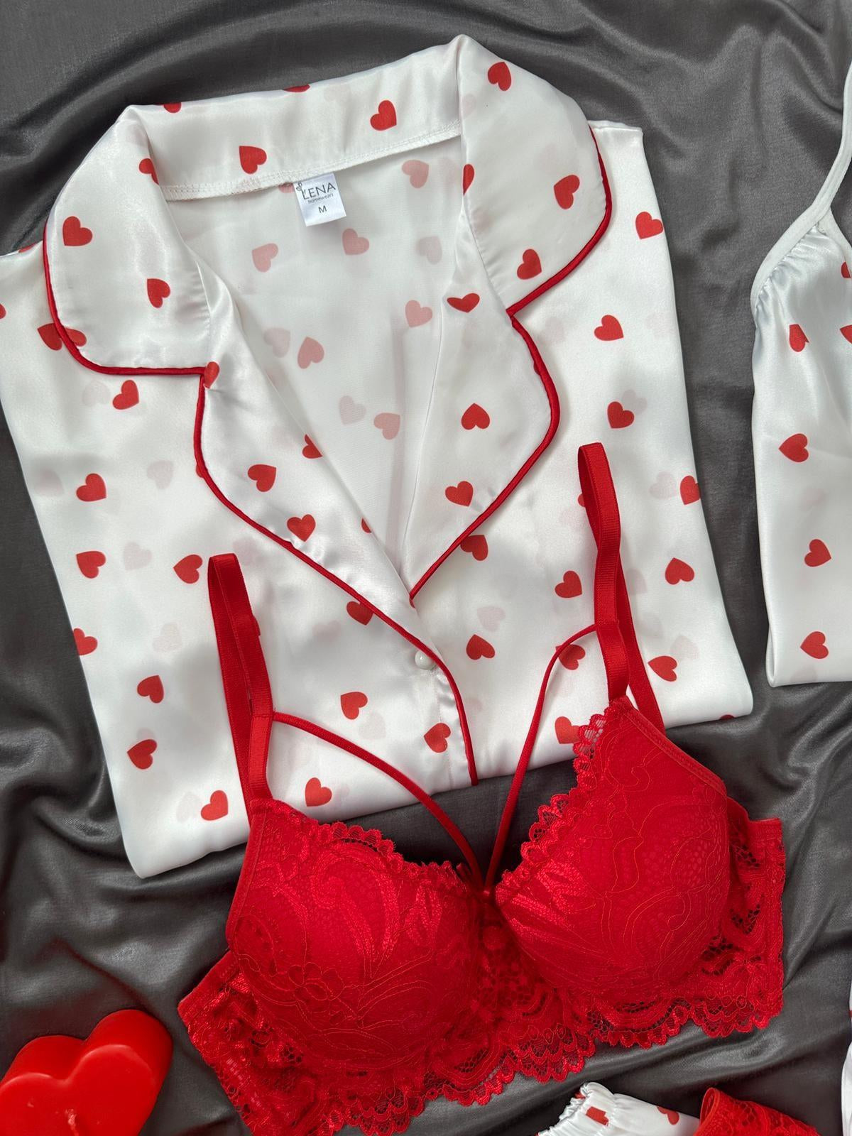 6Pcs Heart Printed Nightwear for Women