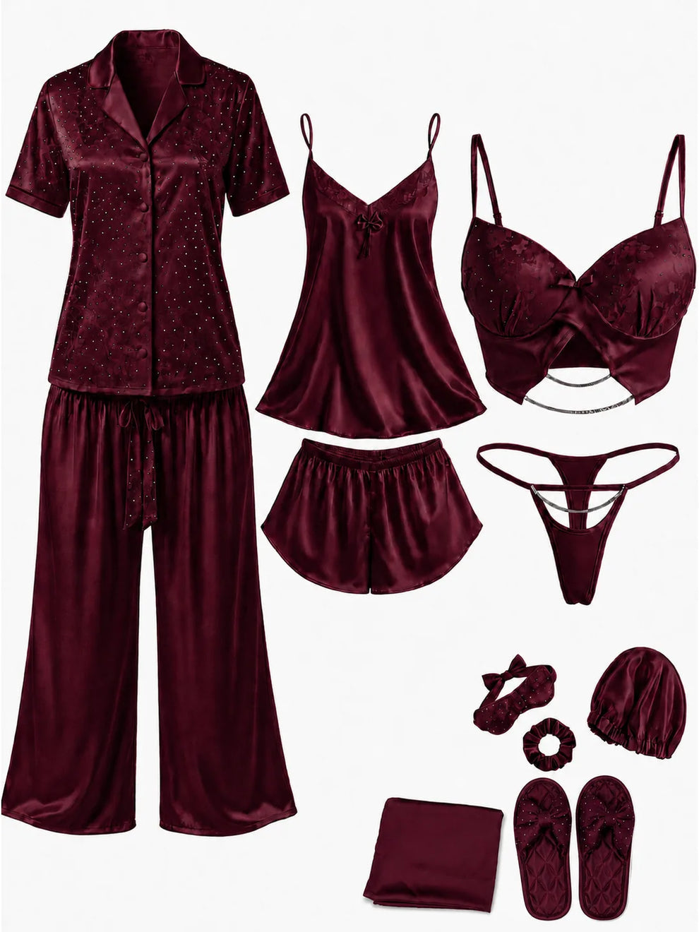 11 Pcs Luxury Imported Silk Nighty Bridal Set