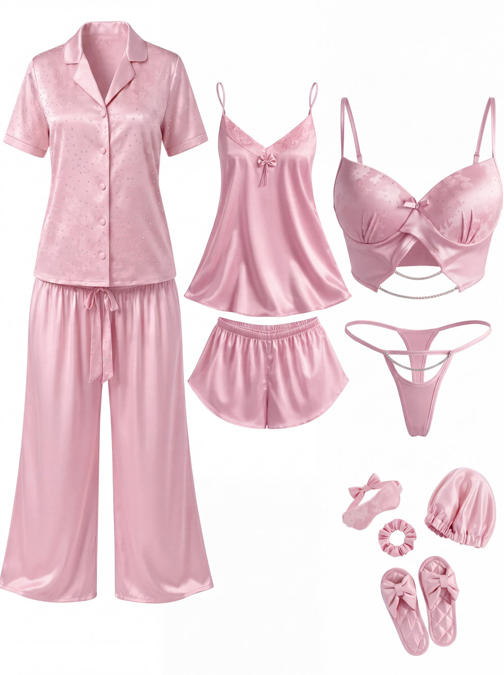 11 Pcs Luxury Imported Silk Nighty Bridal Set