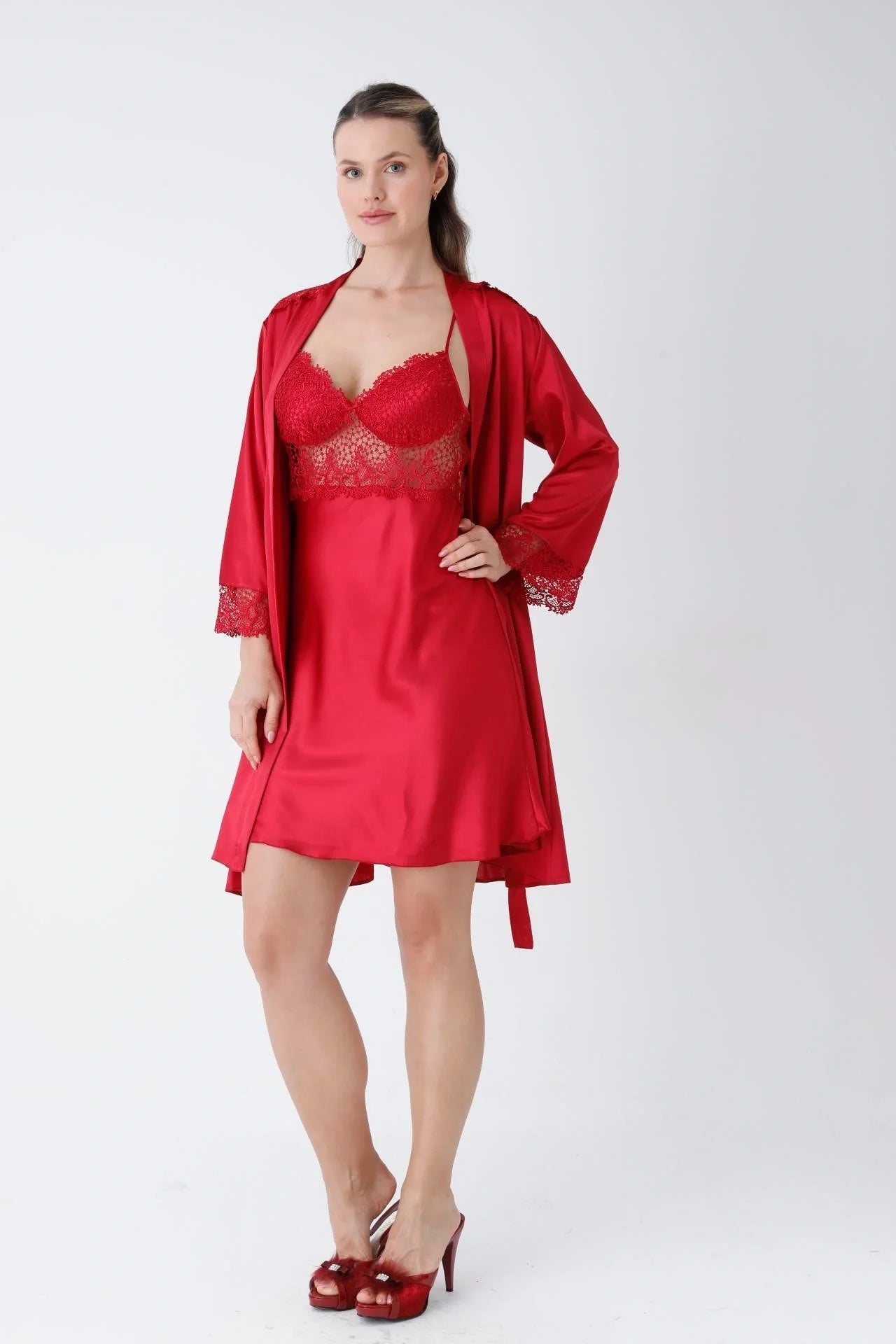 Luxury Bridal Satin &amp; Lace Nightwear Set