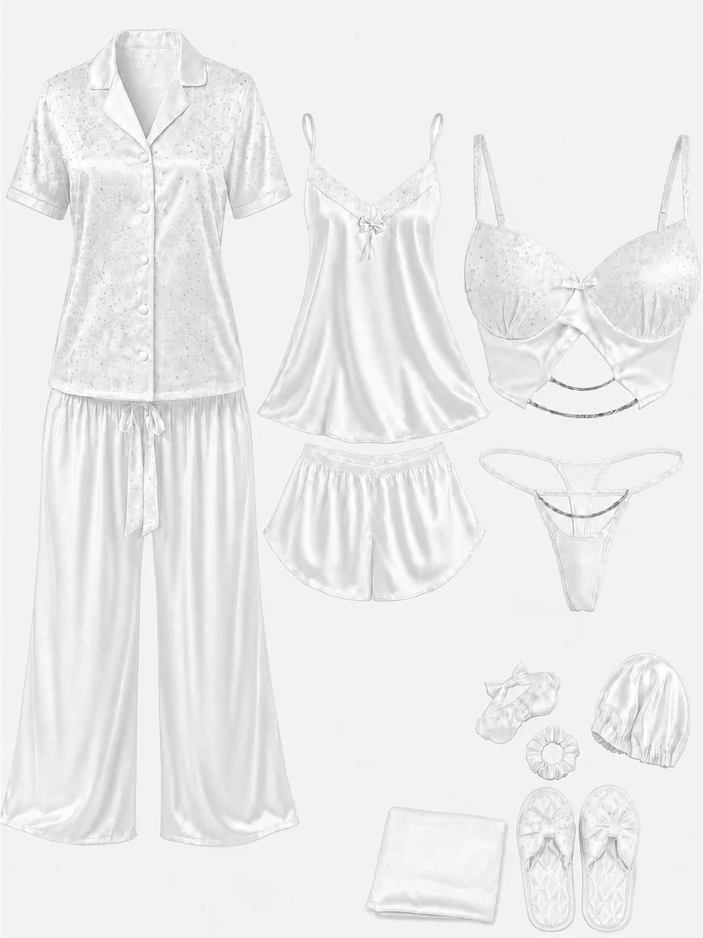 11 Pcs Luxury Imported Silk Nighty Bridal Set