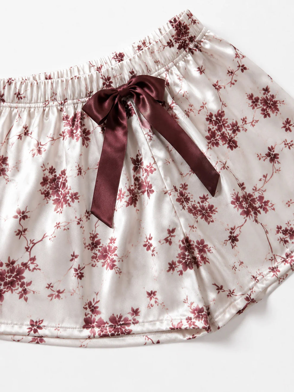 10Pcs Burgundy Printed Luxury Imported Bridal Nighty Set