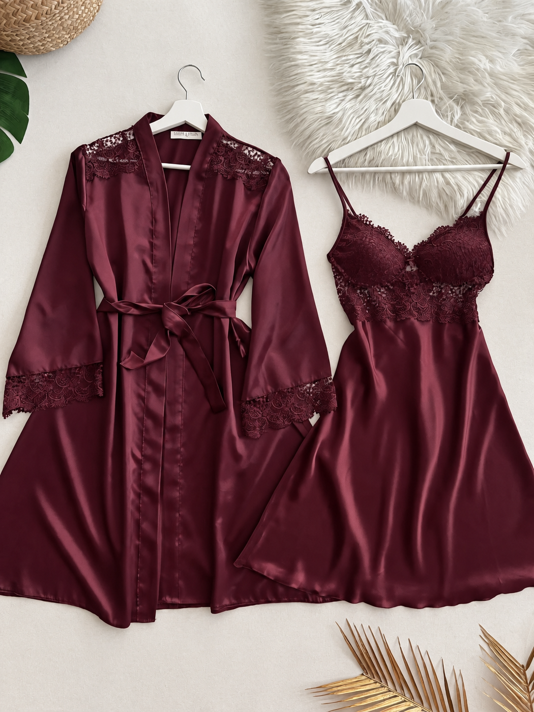 Luxury Bridal Satin & Lace Nightwear Set