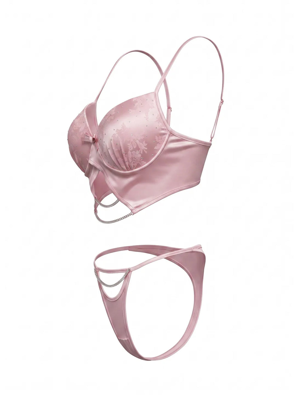 10 Pcs Luxury Imported Silk Nighty Bridal Set Pink
