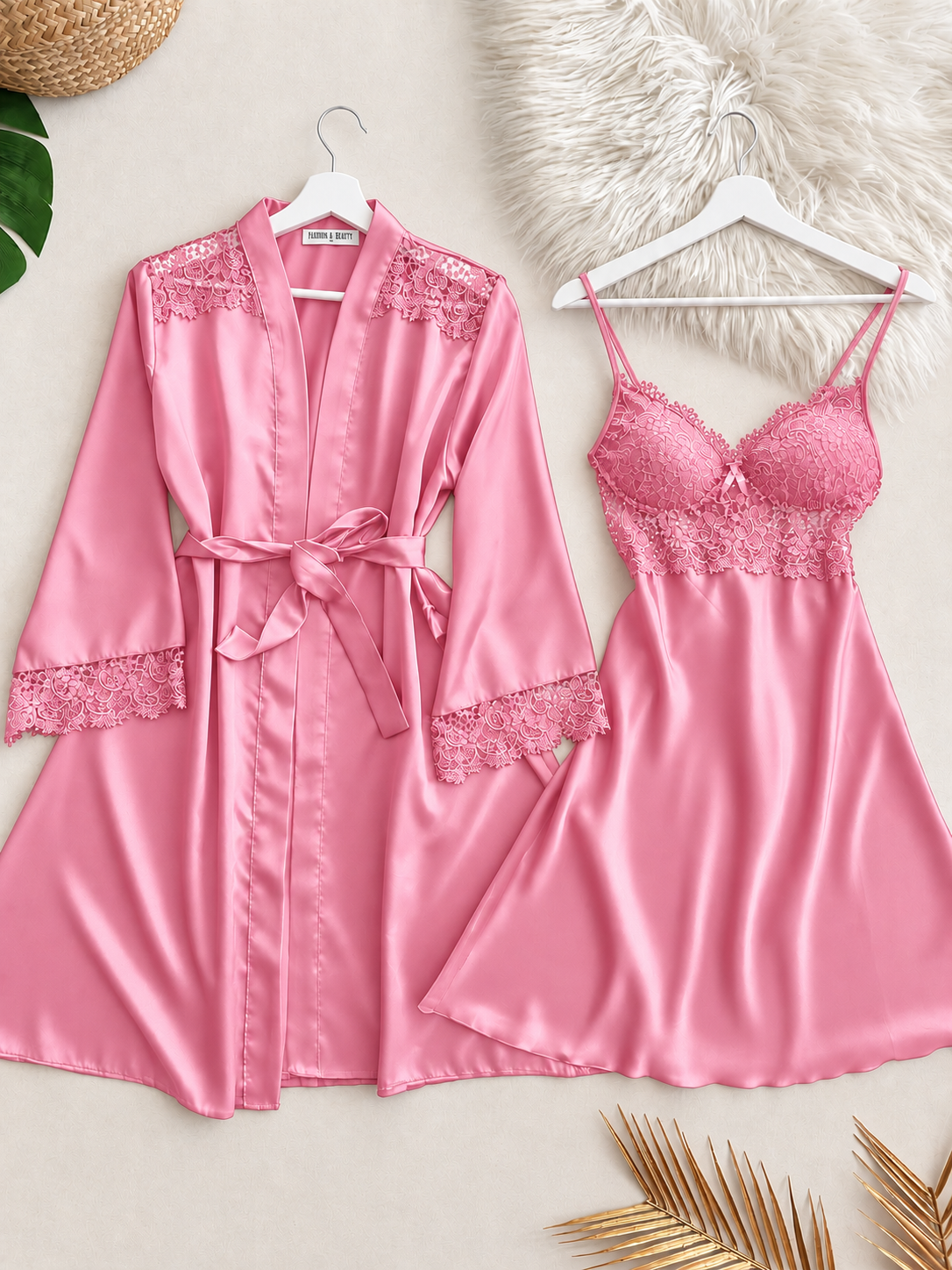 Luxury Bridal Satin &amp; Lace Nightwear Set