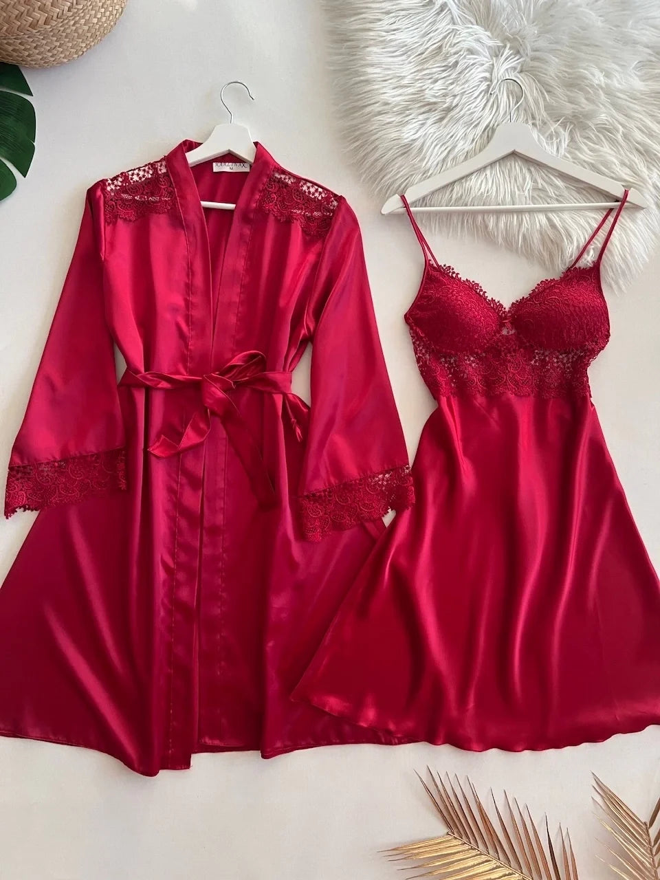Luxury Bridal Satin &amp; Lace Nightwear Set
