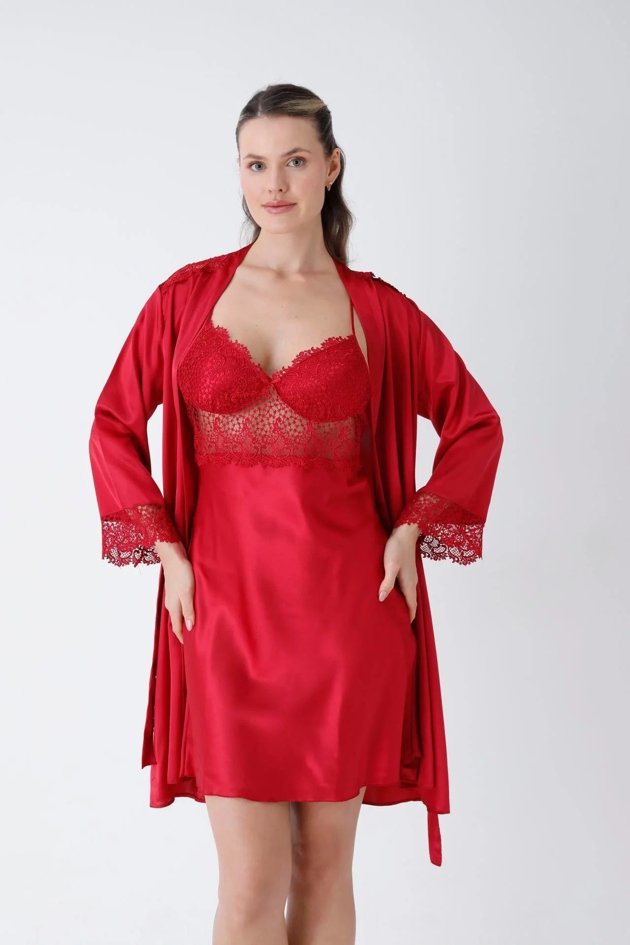 Luxury Bridal Satin &amp; Lace Nightwear Set