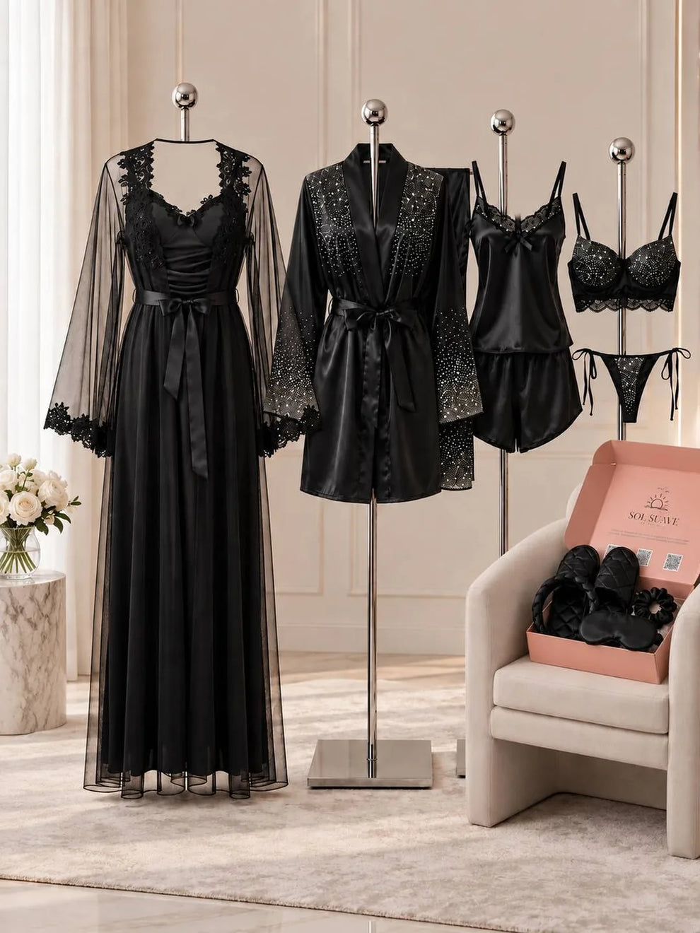 12Pcs Luxury Imported Bridal Nighty Set