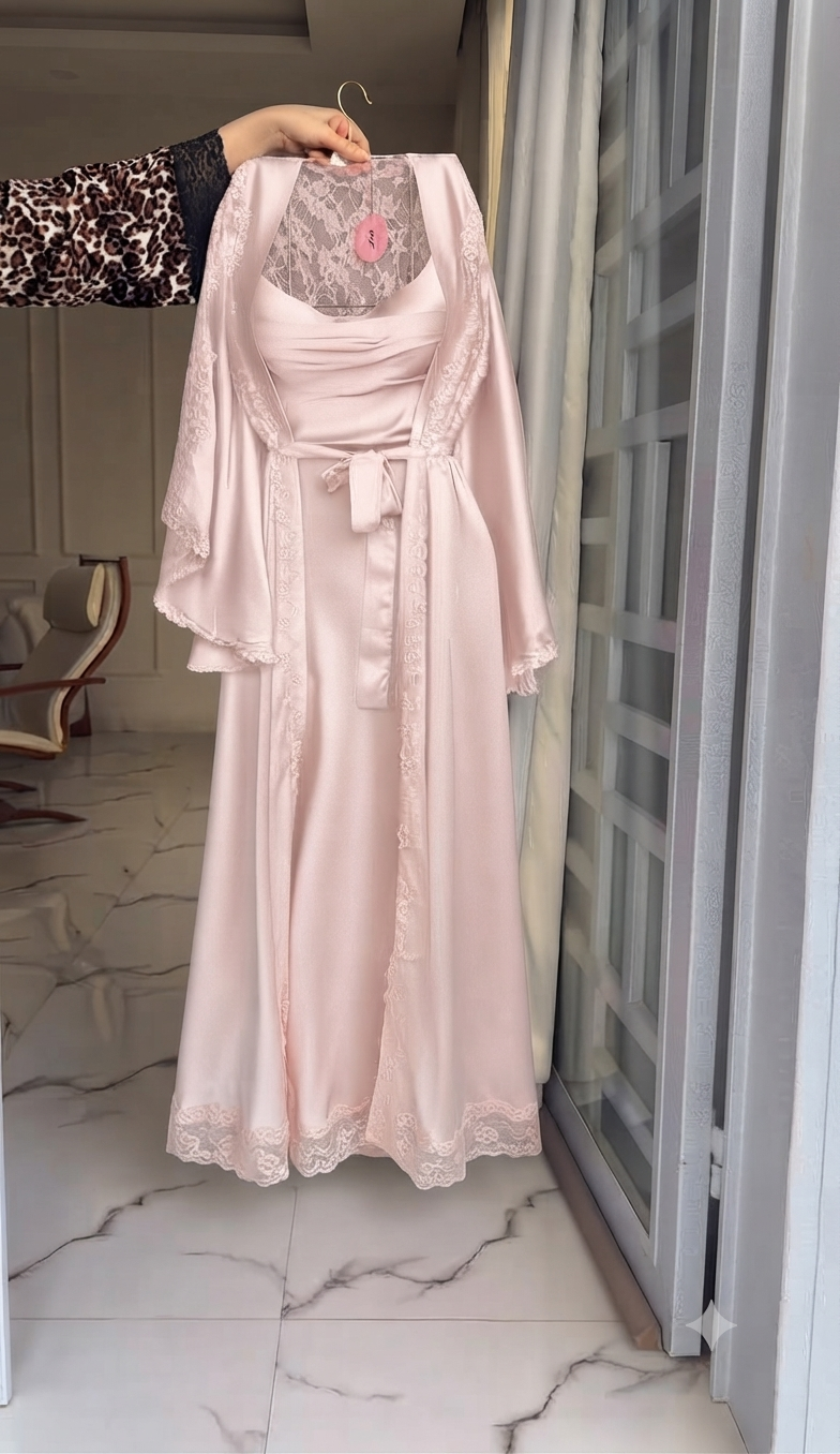 Elegance Silk Robe with Lace Detailing
