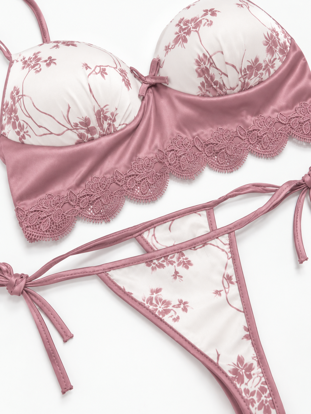 10Pcs Pink Printed Luxury Imported Bridal Nighty Set