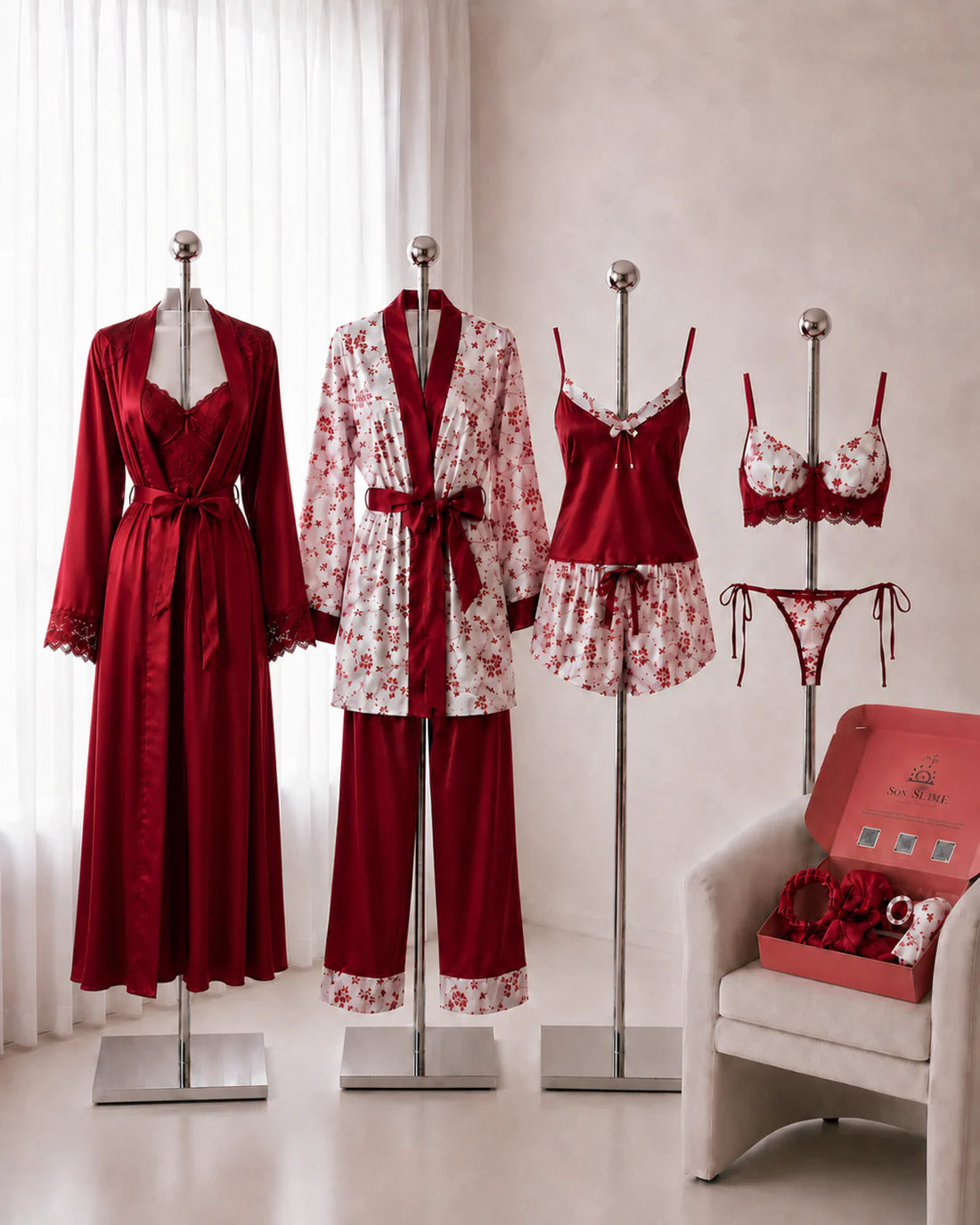 Love Rose Design Set | 12 Pieces Nighty Set