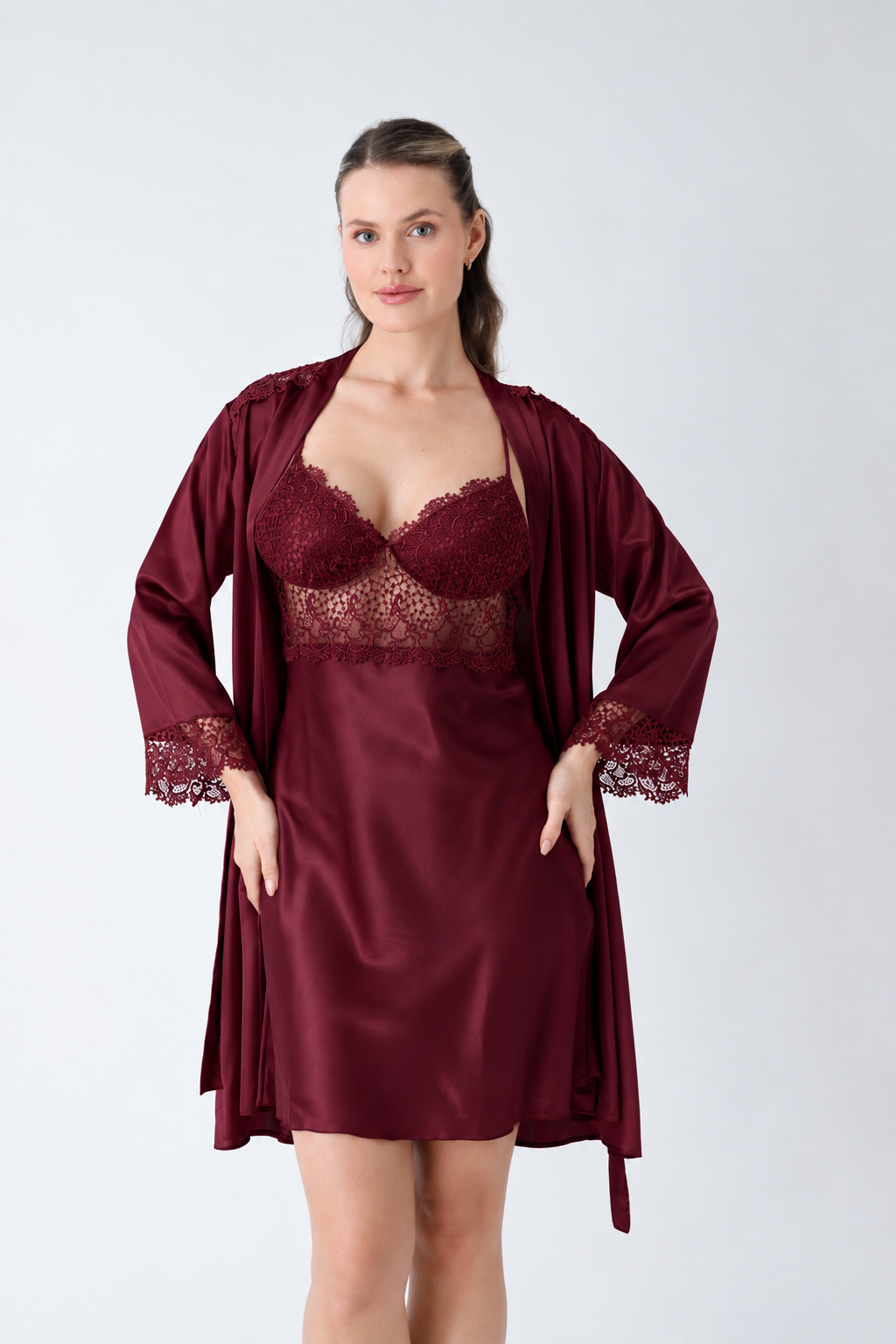 Luxury Bridal Satin &amp; Lace Nightwear Set