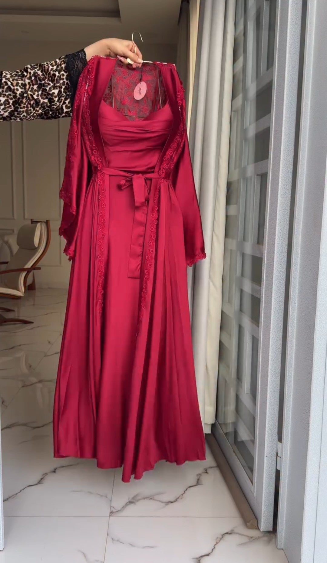 Elegance Silk Robe with Lace Detailing