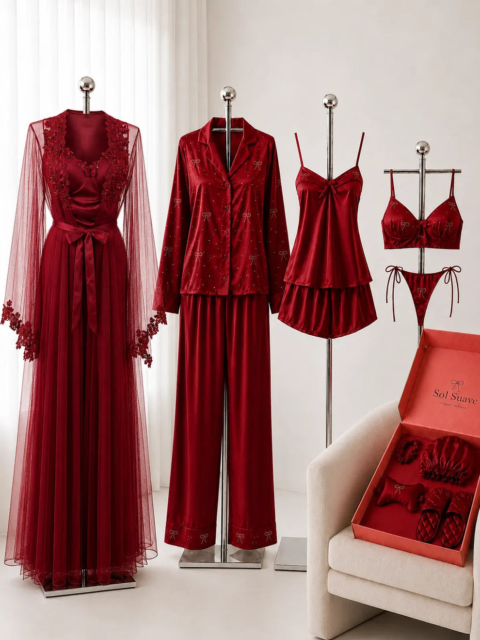12Pcs Luxury Imported Bridal Nighty Set