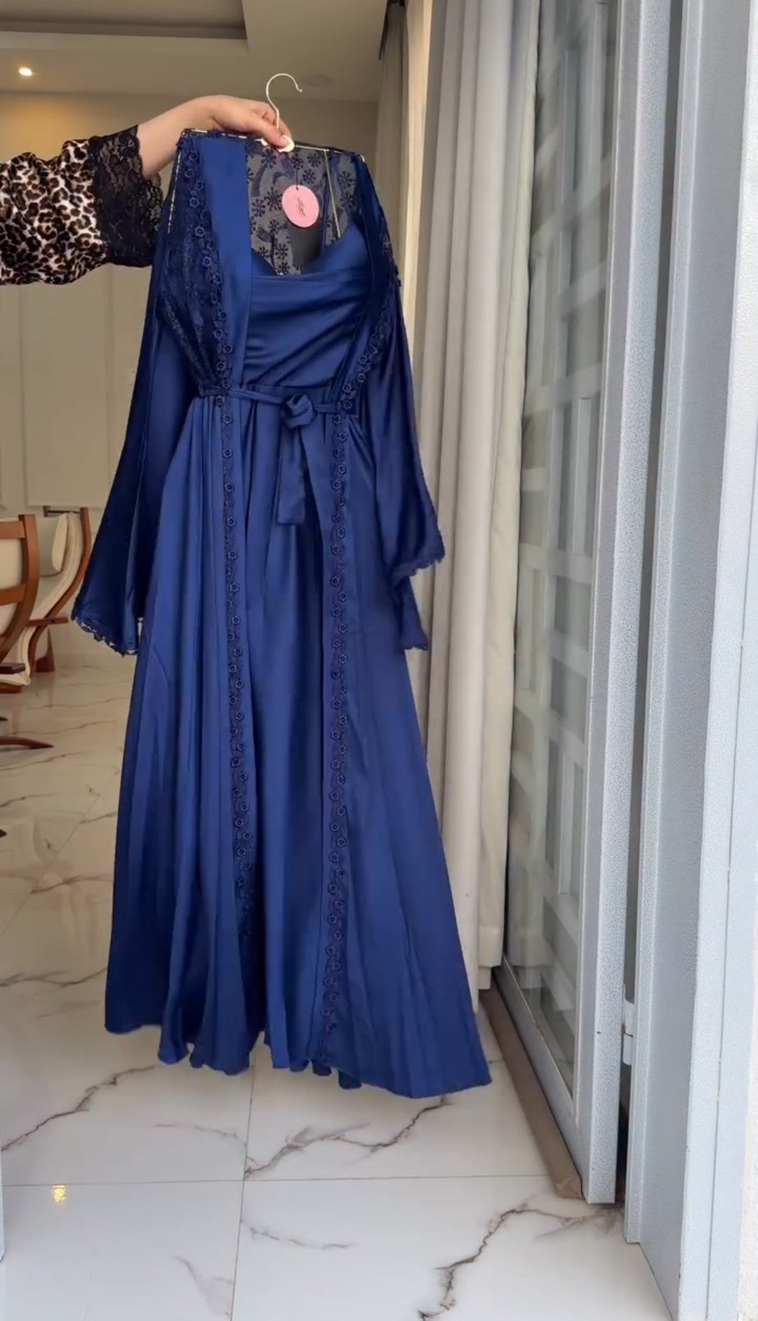 Elegance Silk Robe with Lace Detailing