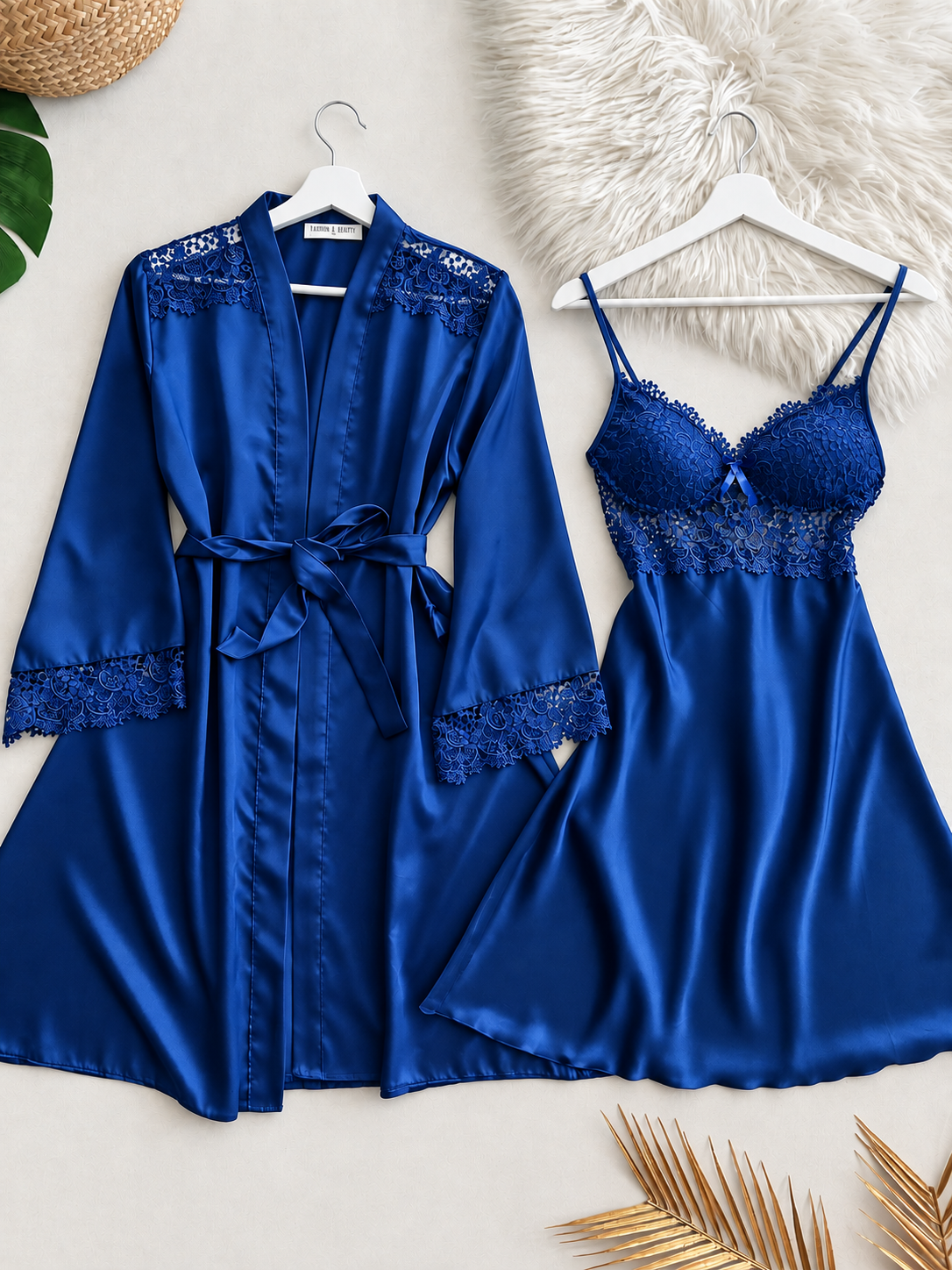 Luxury Bridal Satin &amp; Lace Nightwear Set