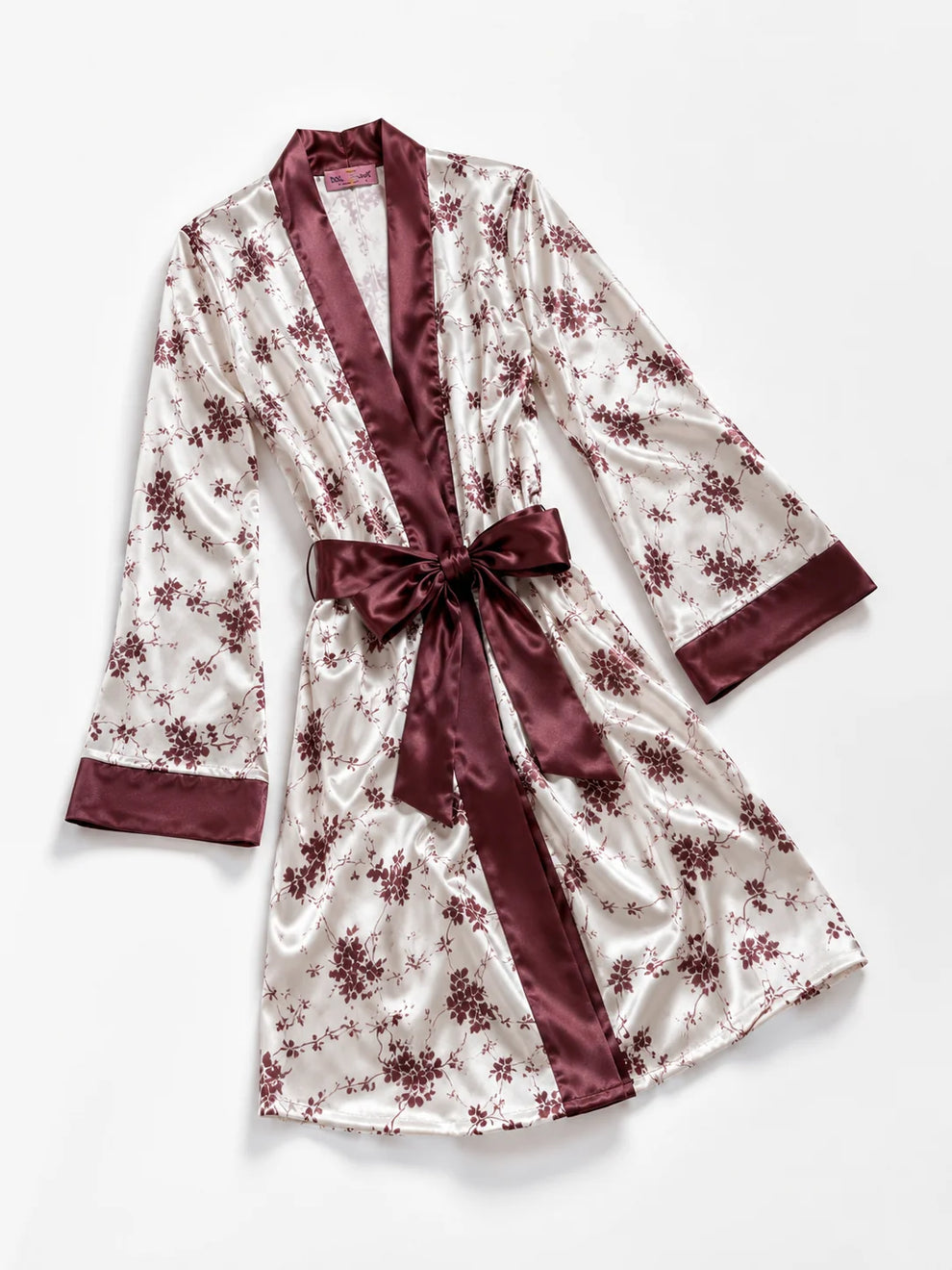 10Pcs Burgundy Printed Luxury Imported Bridal Nighty Set