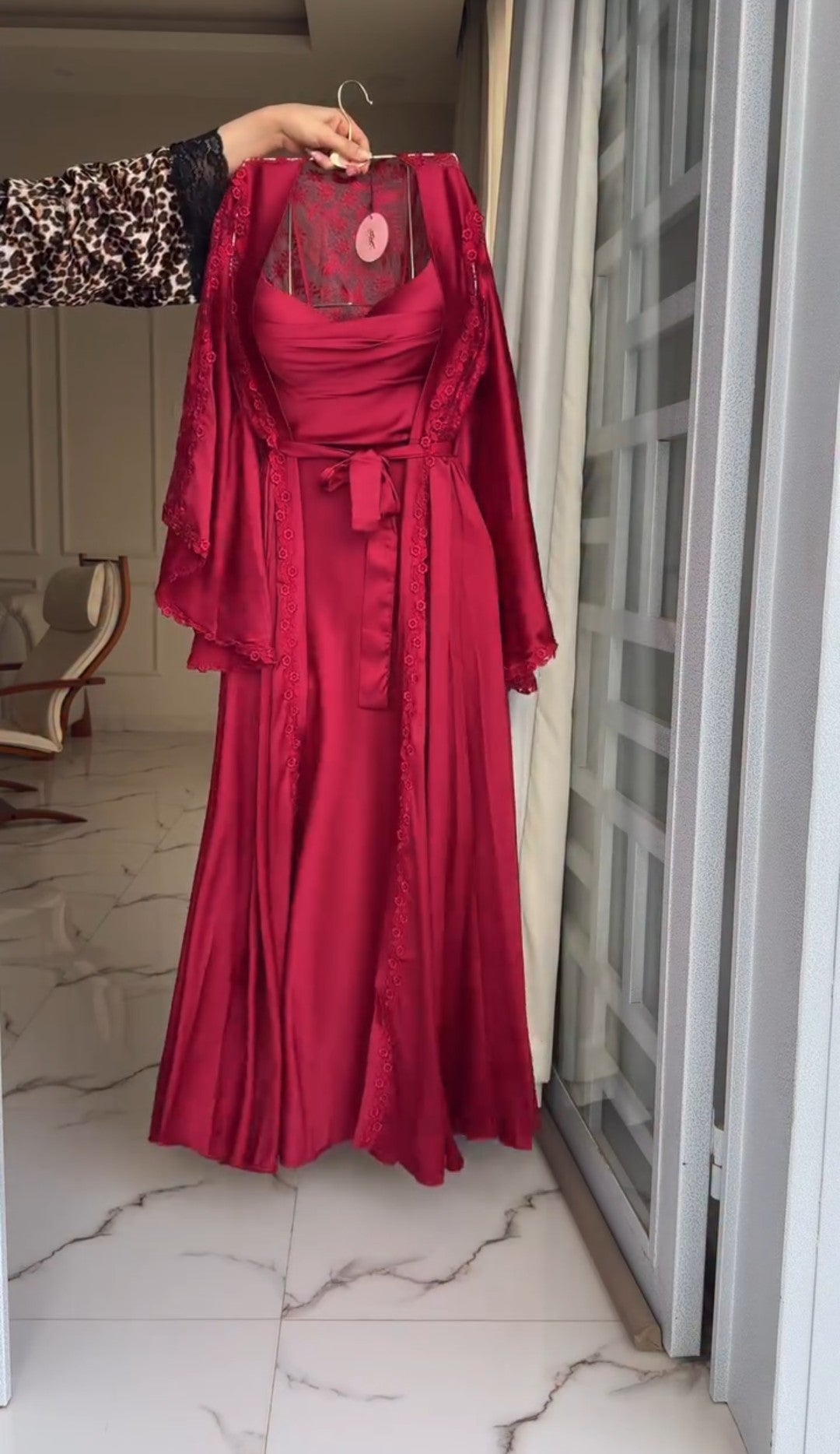 Elegance Silk Robe with Lace Detailing